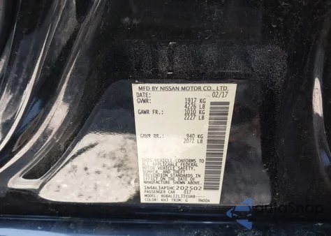 2017 Nissan Altima 2.5 Sv from USA, damaged, VIN 1N4AL3AP1HC202502